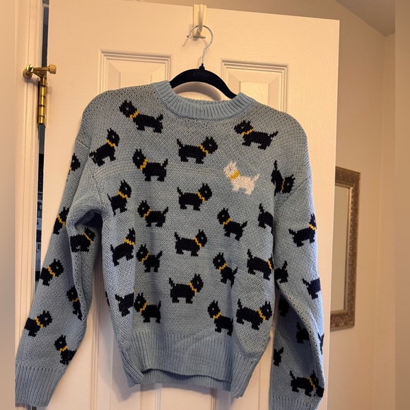 No Boundaries Sweaters - NWT Stranger Things Season 5 Erica Scottie Dog Sweater XS Blue No Boundaries